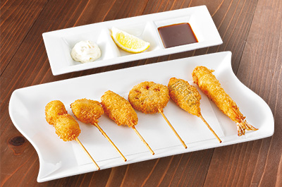 海老フライと串揚げ盛り